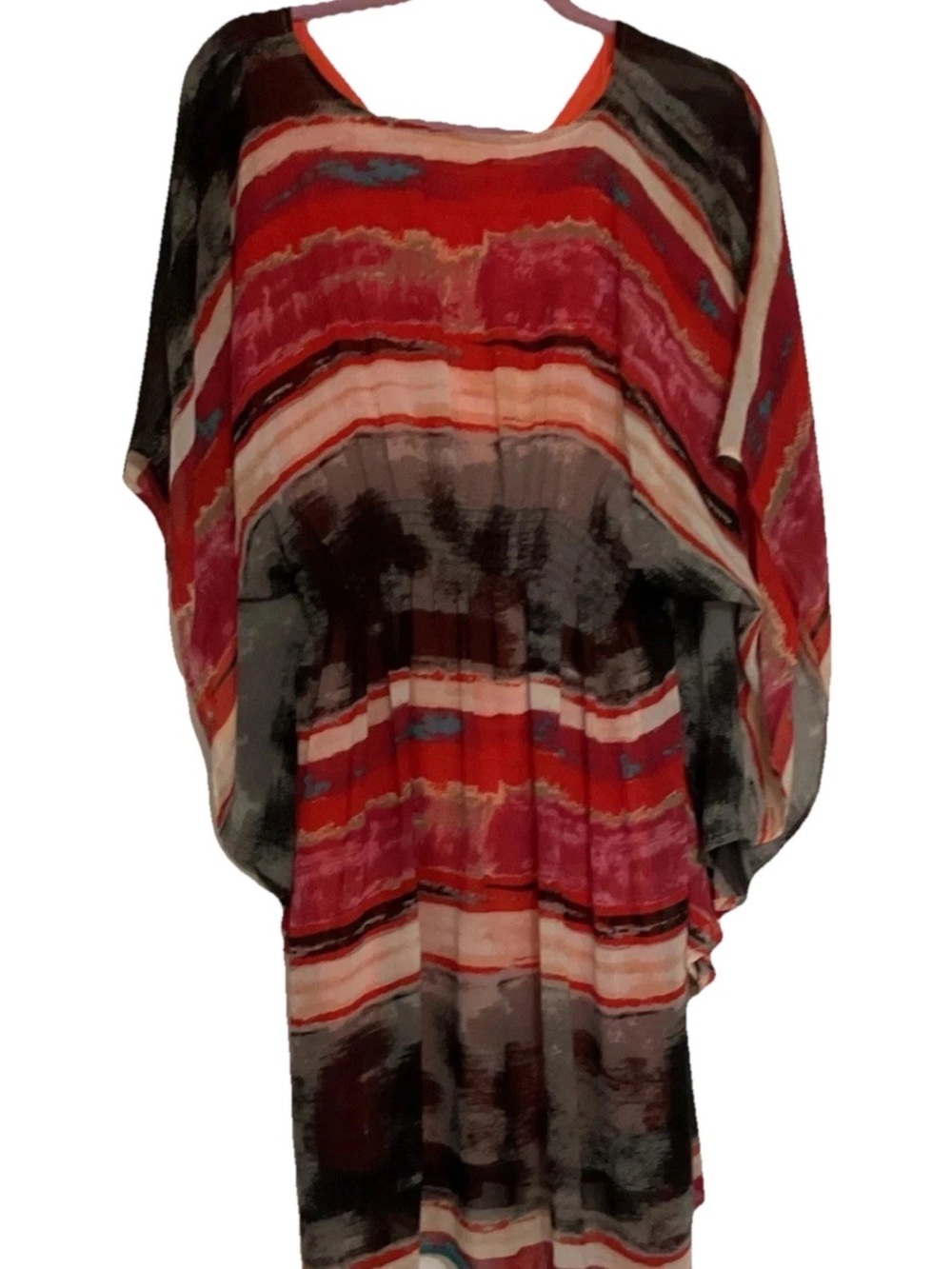 Women's Striped V-Neck Breezy Dress, Multi Color - Picture 3 of 5
